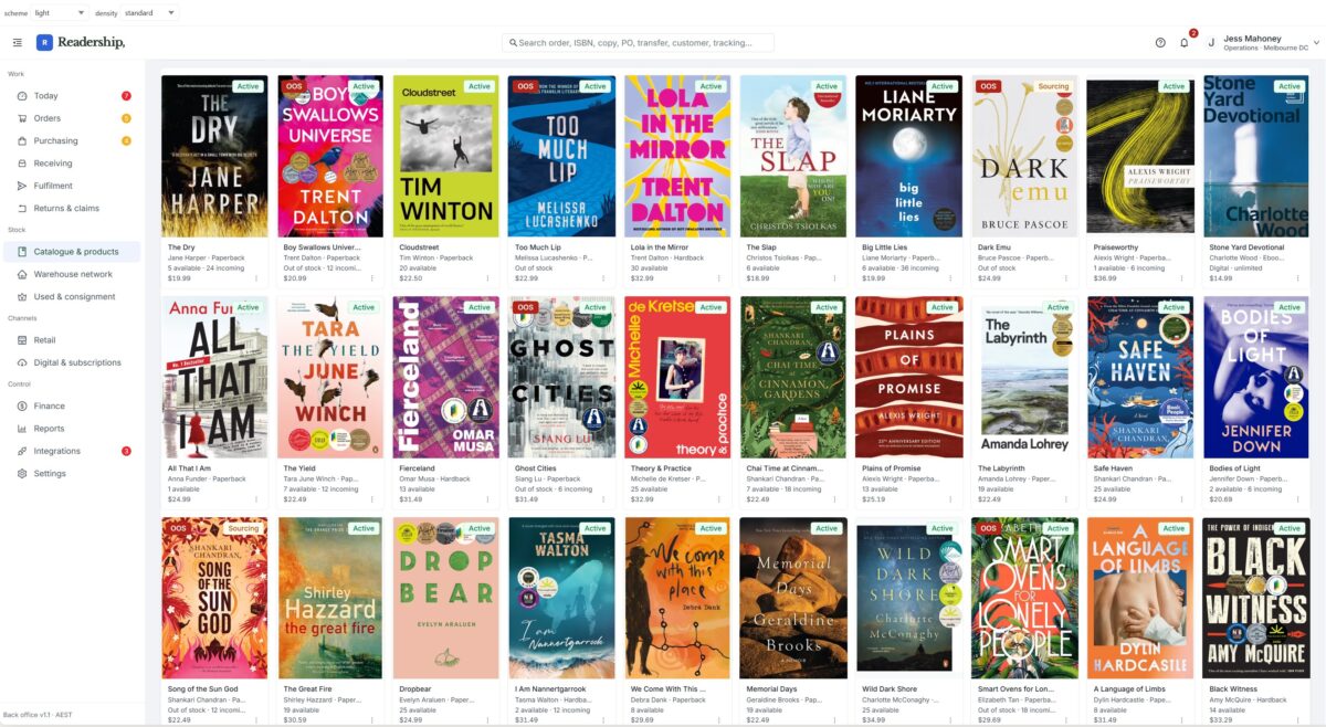 Catalogue and stock across the stores and the 3PL.